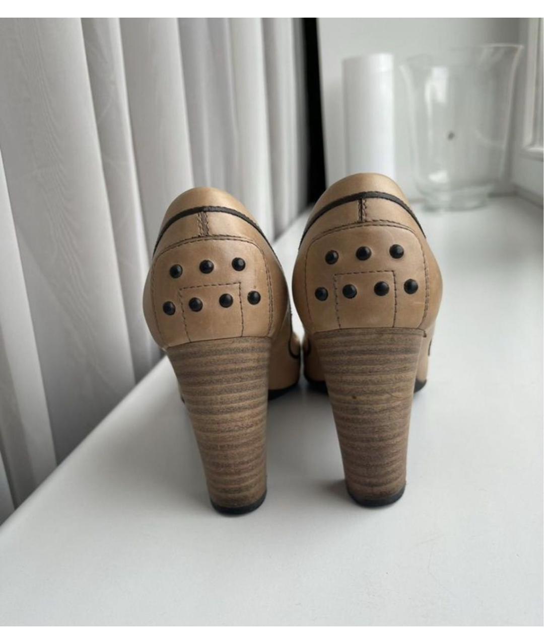 TOD'S Бежевые кожаные туфли, фото 4