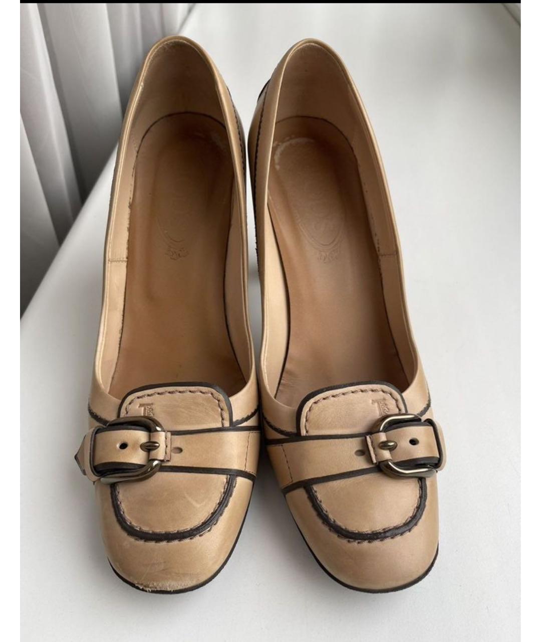 TOD'S Бежевые кожаные туфли, фото 2