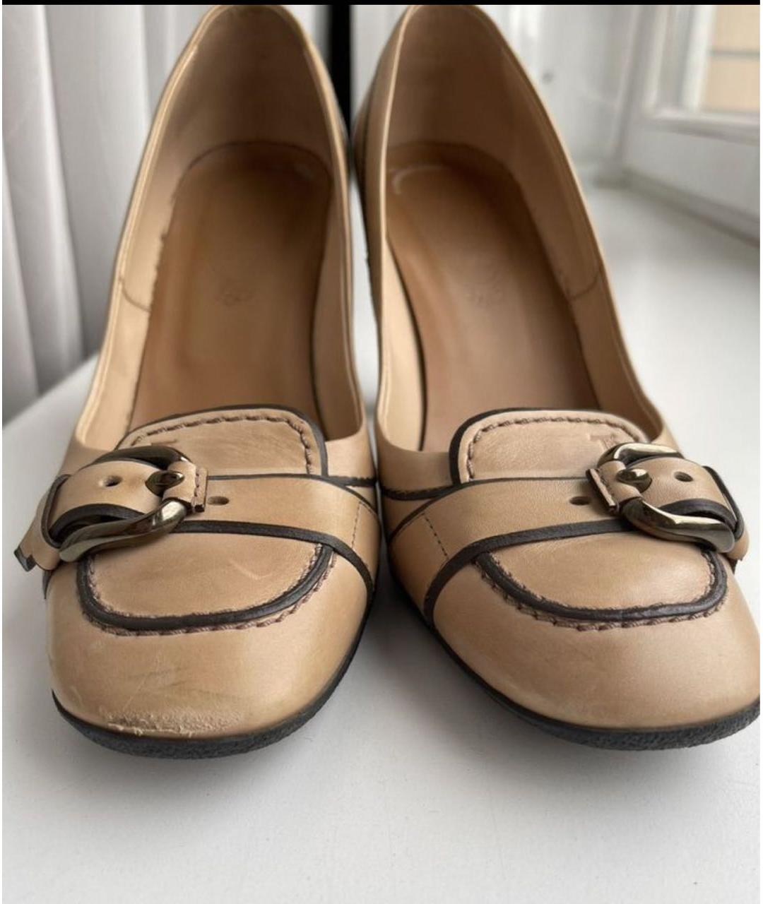 TOD'S Бежевые кожаные туфли, фото 3