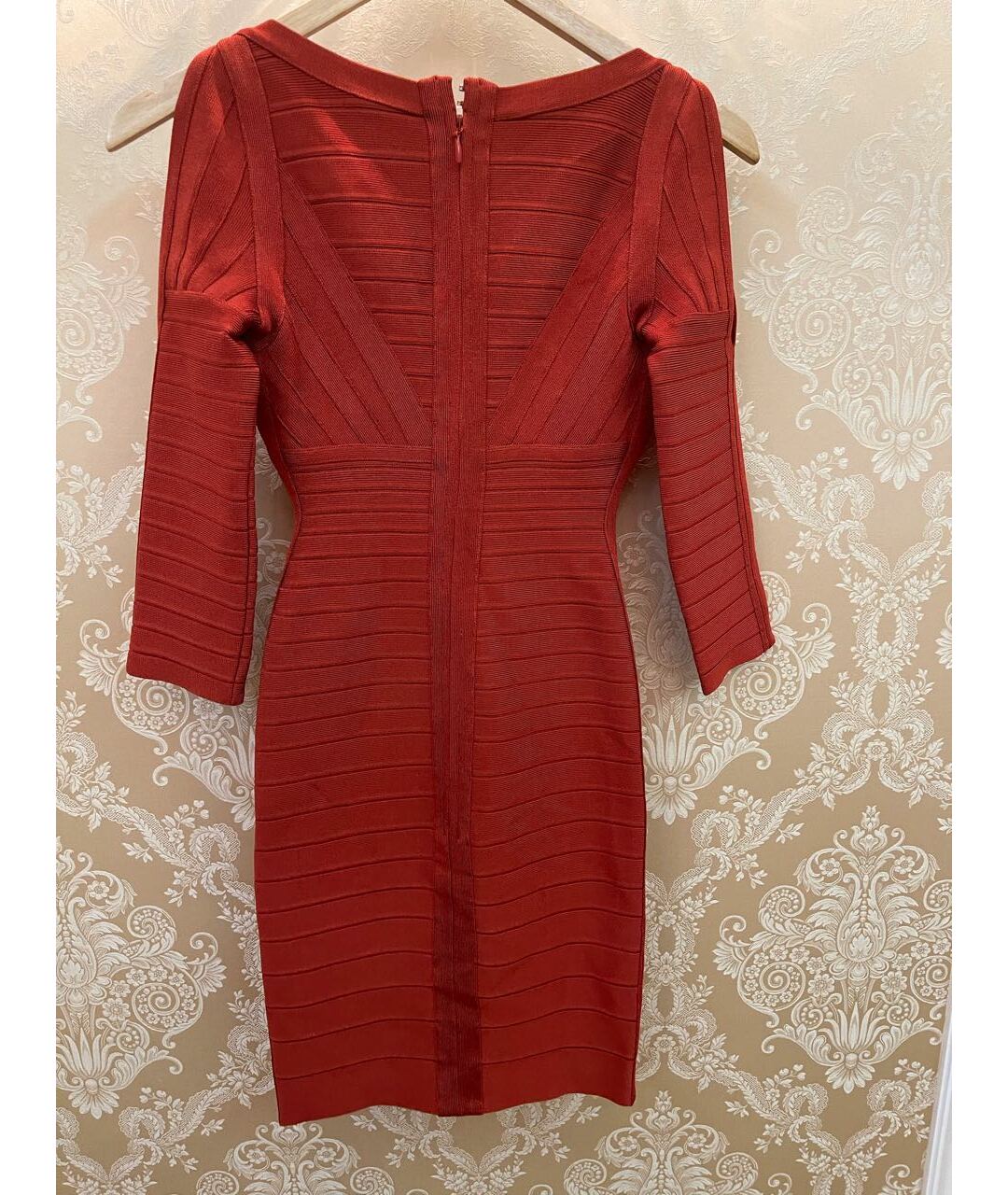 HERVE LEGER Бордовое повседневное платье, фото 3