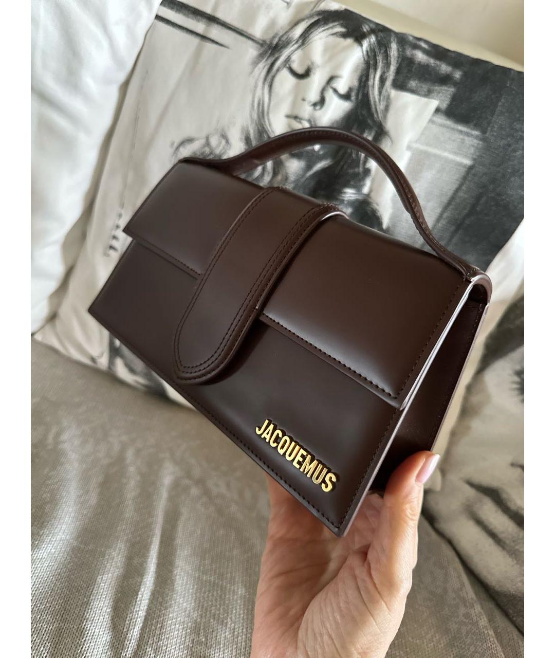 JACQUEMUS Коричневая кожаная сумка с короткими ручками, фото 8