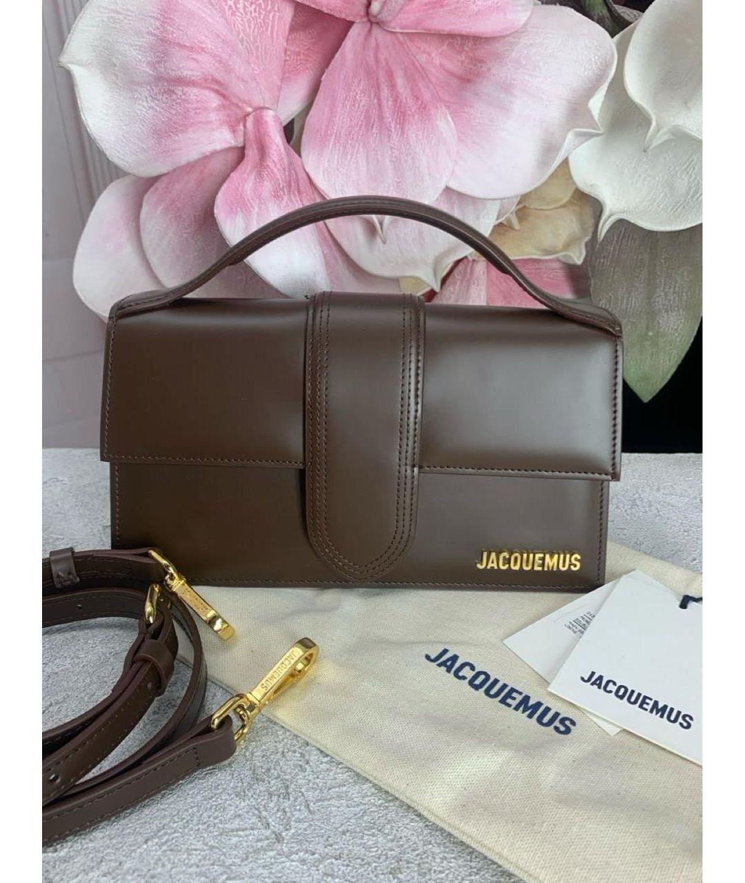 JACQUEMUS Коричневая кожаная сумка с короткими ручками, фото 5