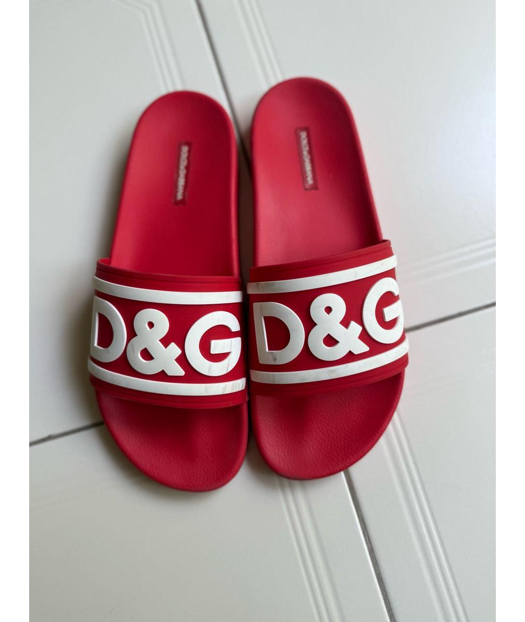 DOLCE&GABBANA Красные резиновые шлепанцы, фото 7
