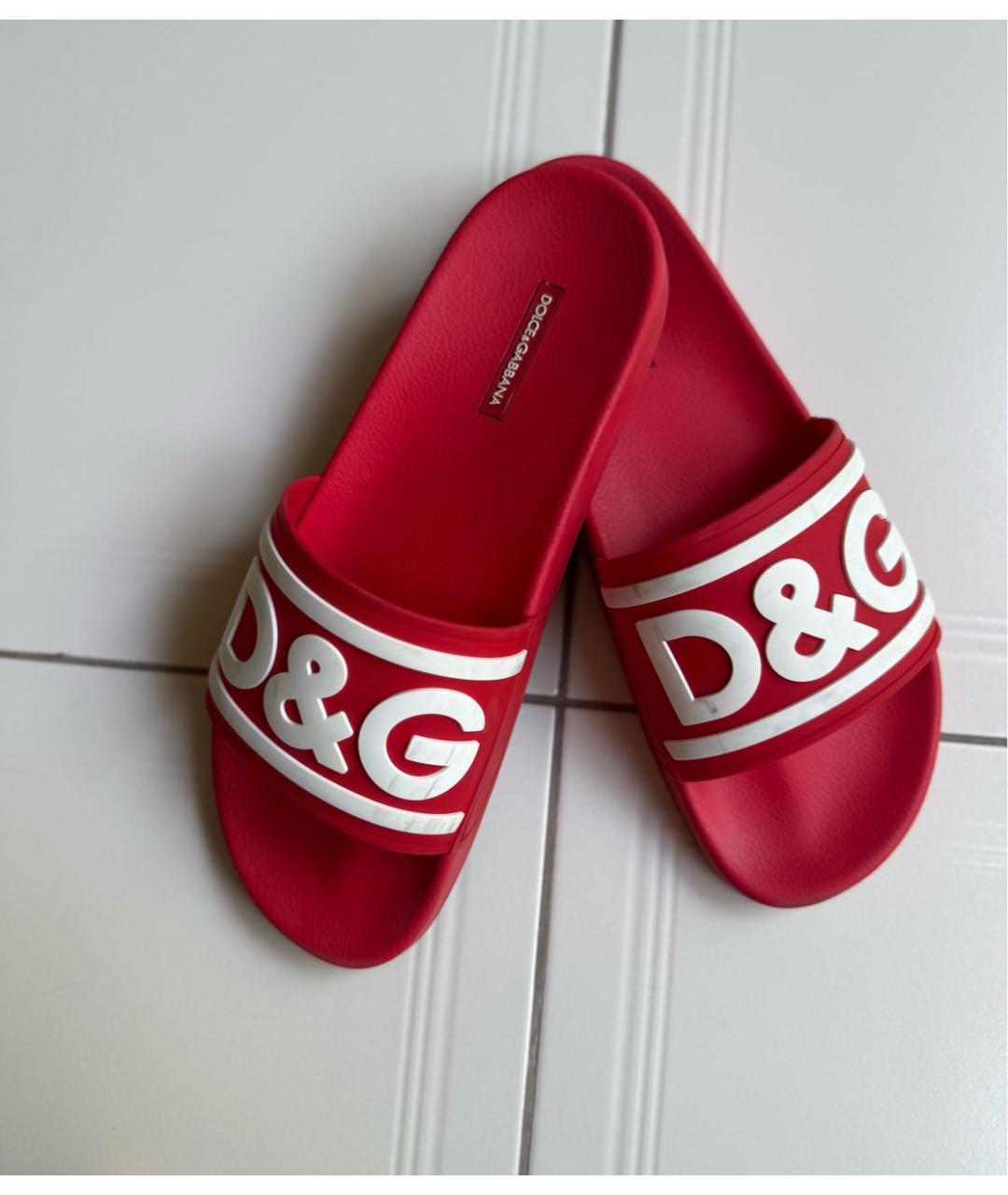DOLCE&GABBANA Красные резиновые шлепанцы, фото 6