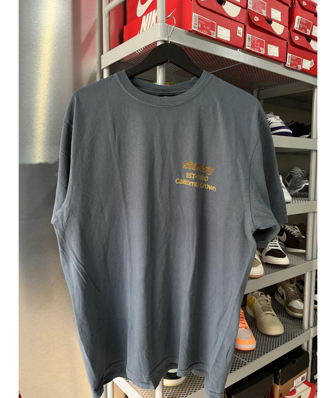 STUSSY Темно-синяя хлопковая футболка, фото 3