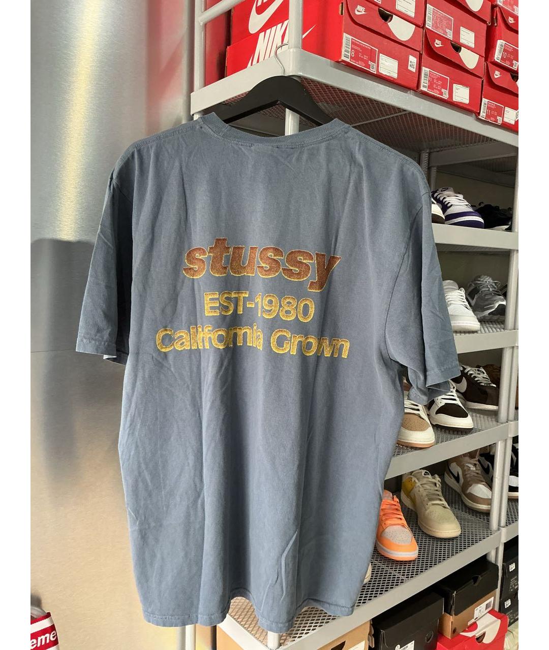 STUSSY Темно-синяя хлопковая футболка, фото 2