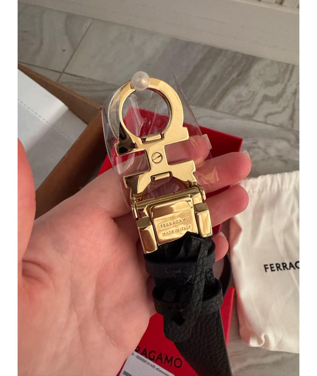 FERRAGAMO Черный кожаный ремень, фото 3