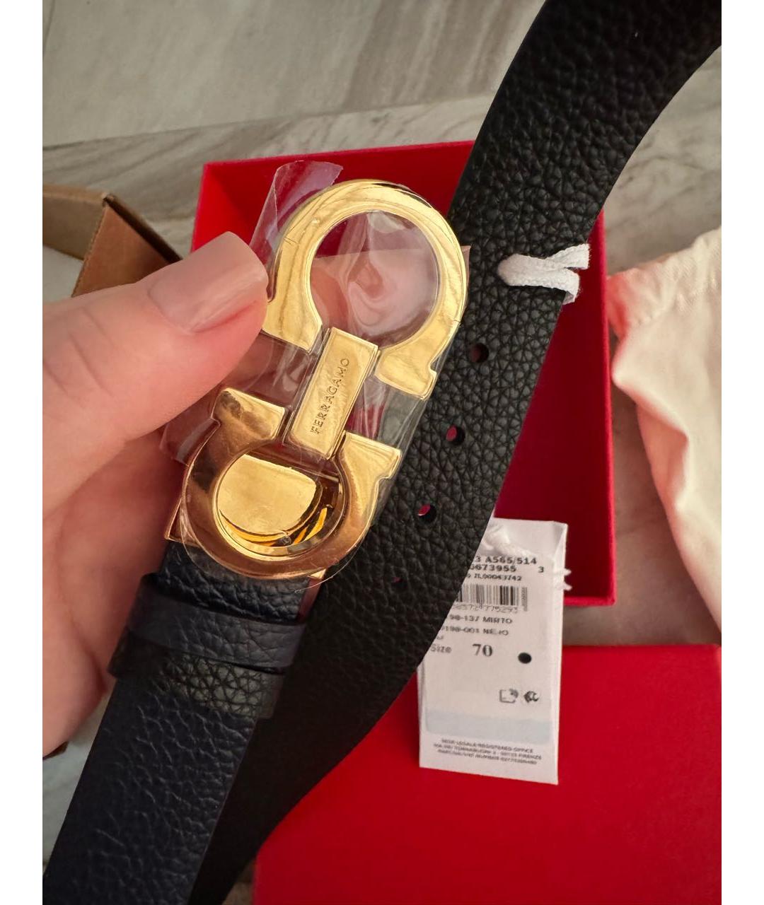 FERRAGAMO Черный кожаный ремень, фото 4