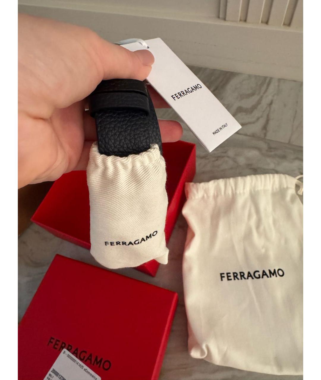 FERRAGAMO Черный кожаный ремень, фото 5