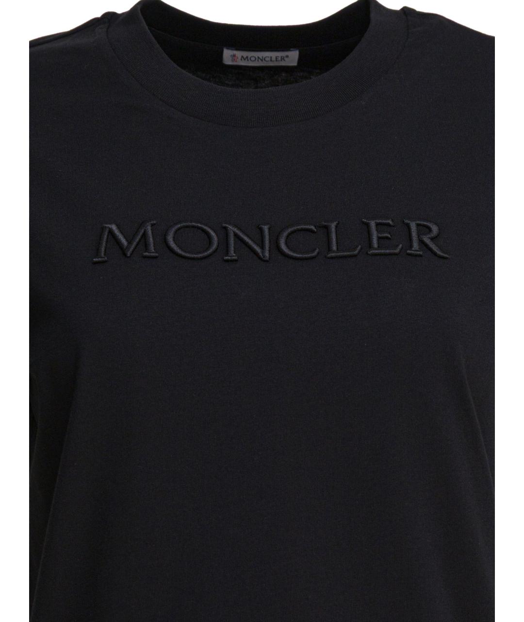 MONCLER Черная хлопковая футболка, фото 3