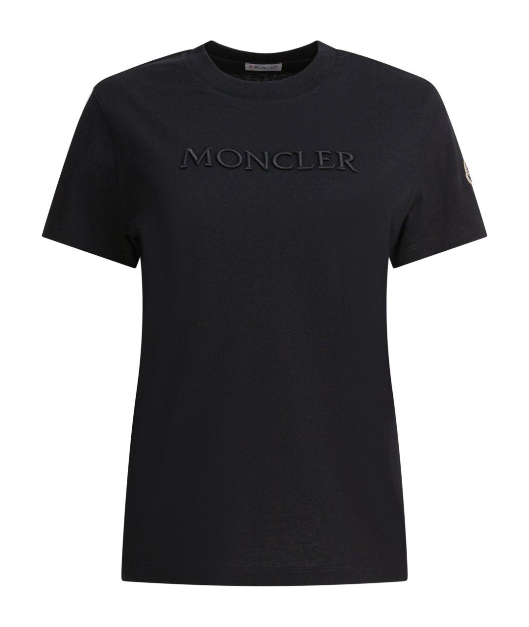 MONCLER Черная хлопковая футболка, фото 1