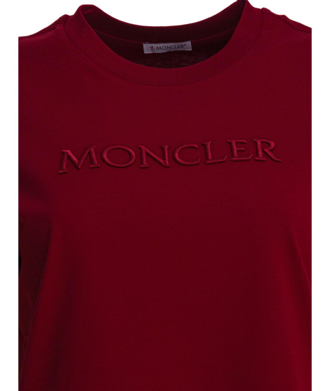 MONCLER Бордовая хлопковая футболка, фото 3