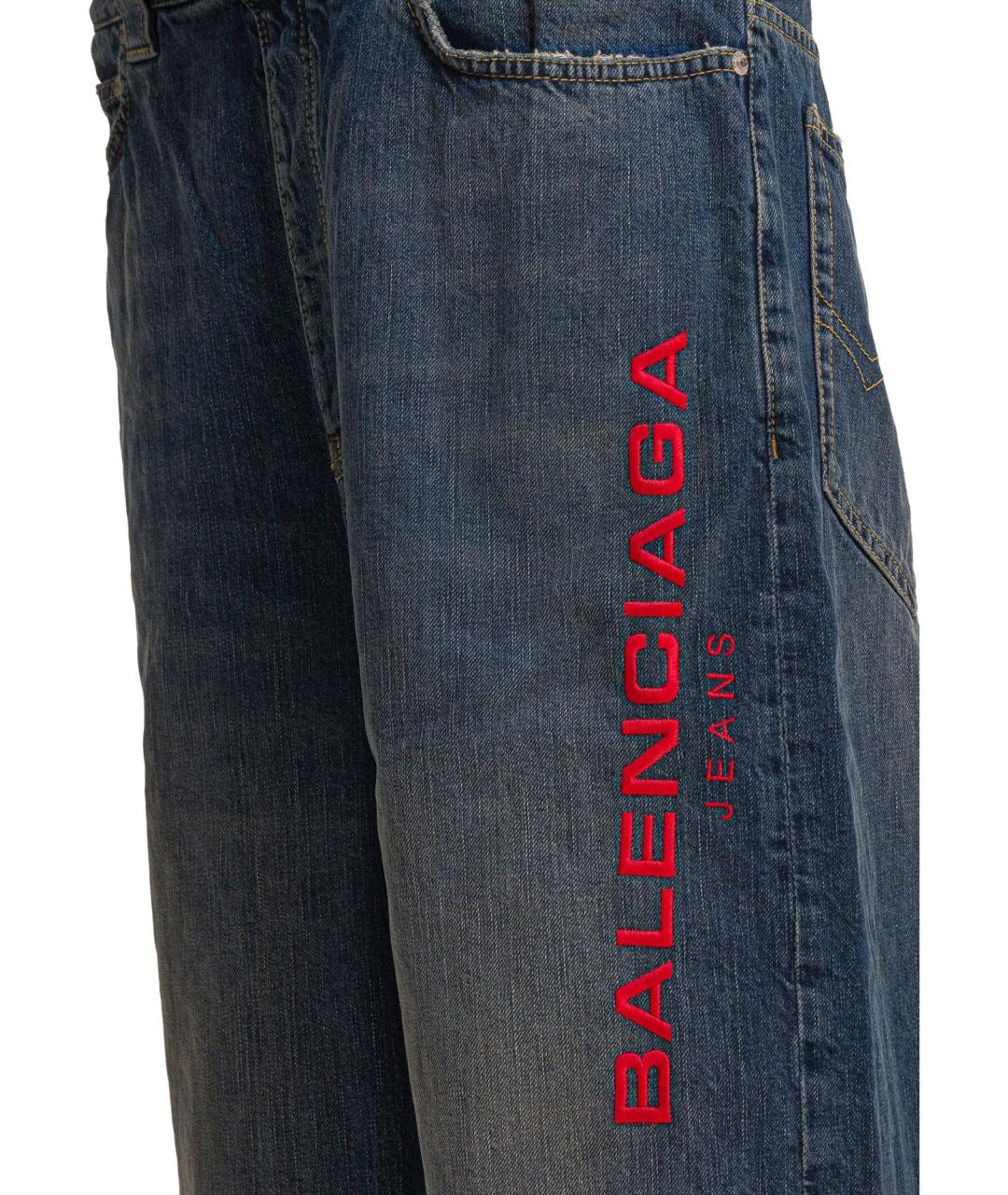 BALENCIAGA Синие хлопковые прямые джинсы, фото 4