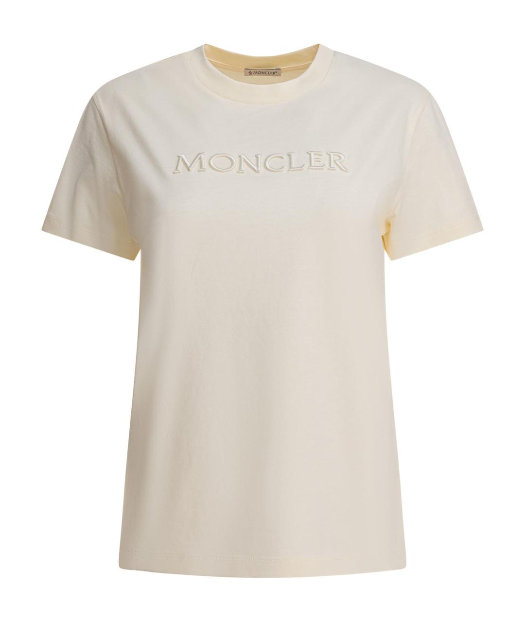 MONCLER Бежевая хлопковая футболка, фото 1
