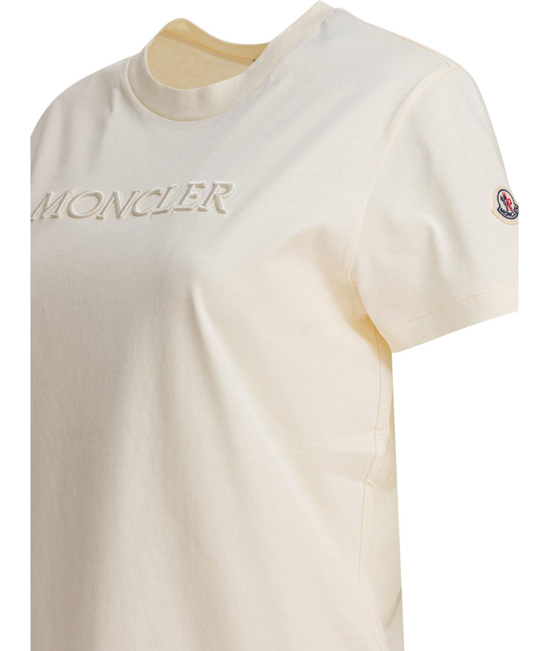MONCLER Бежевая хлопковая футболка, фото 4