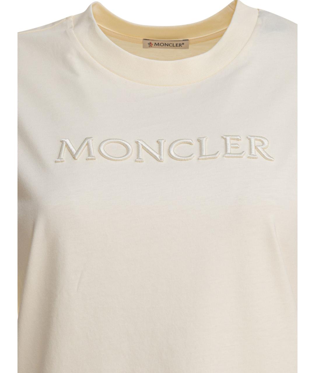 MONCLER Бежевая хлопковая футболка, фото 3