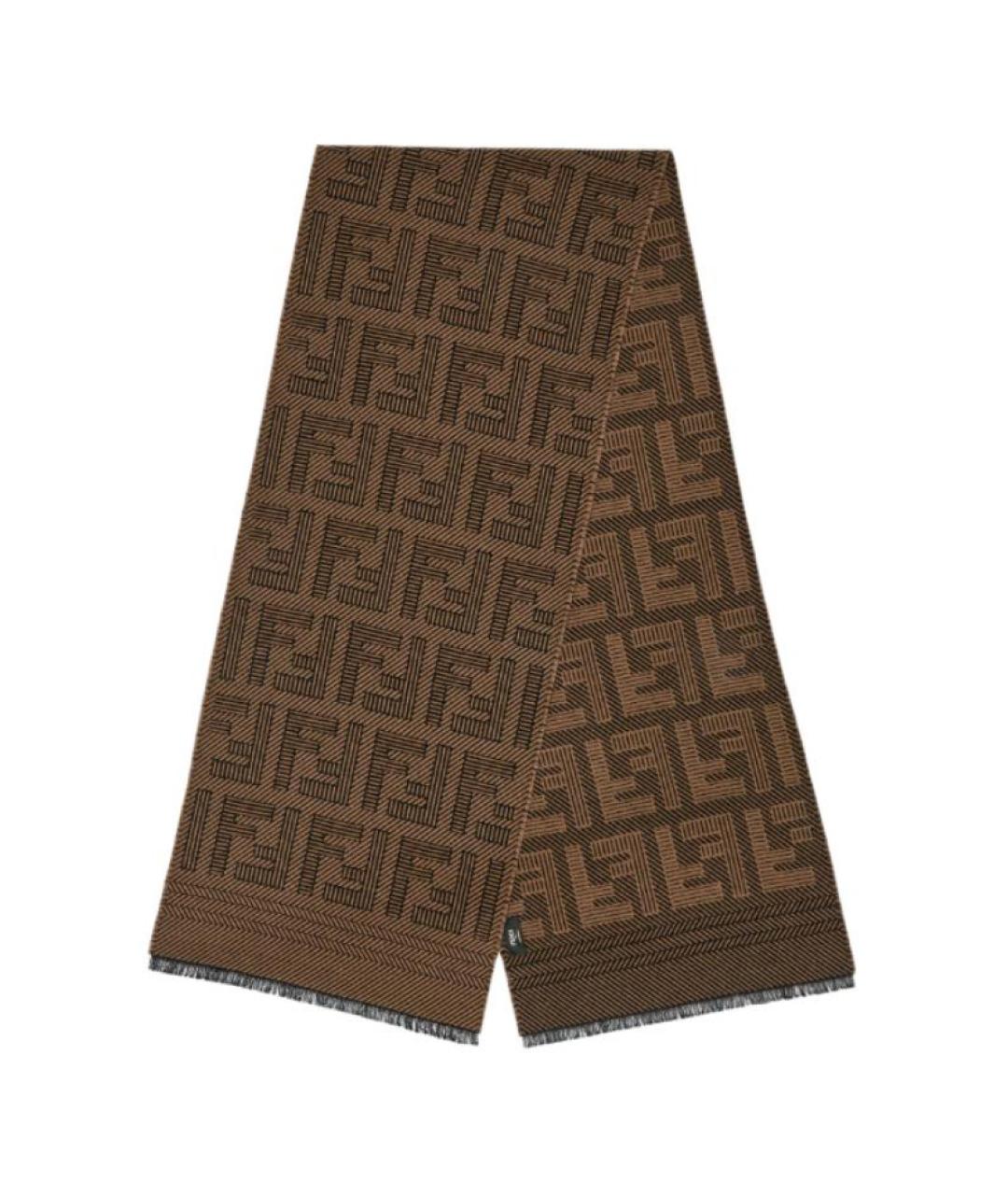 FENDI Коричневый шарф, фото 3