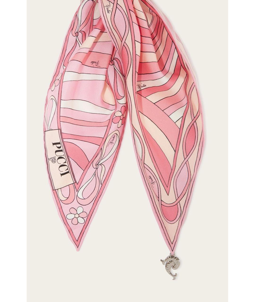 EMILIO PUCCI Розовый шелковый платок, фото 3
