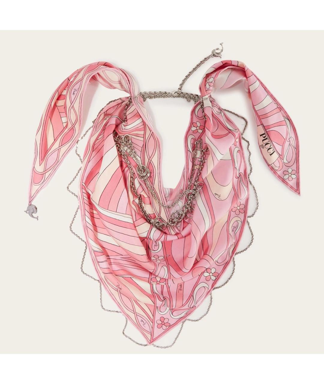EMILIO PUCCI Розовый шелковый платок, фото 5