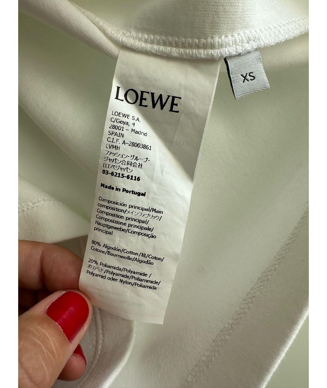 LOEWE Белая хлопковая футболка, фото 6
