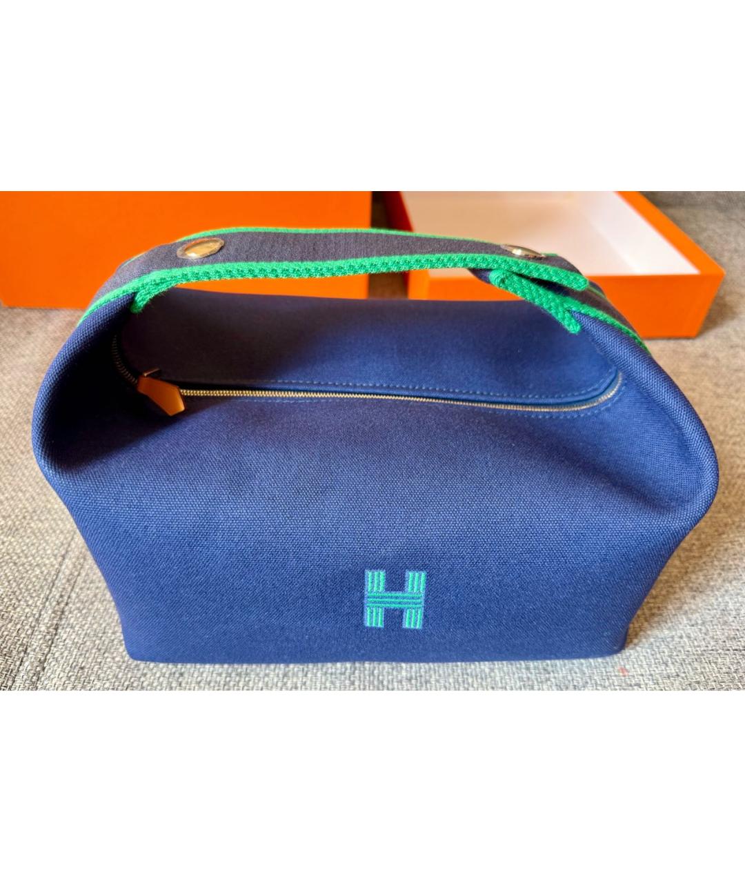 HERMES Синяя косметичка, фото 8