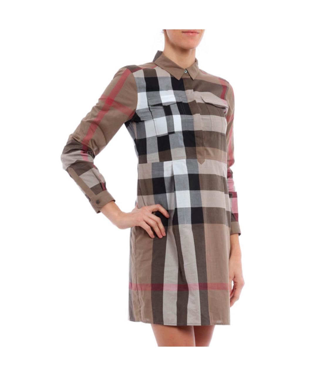 BURBERRY Бежевое хлопковое повседневное платье, фото 2