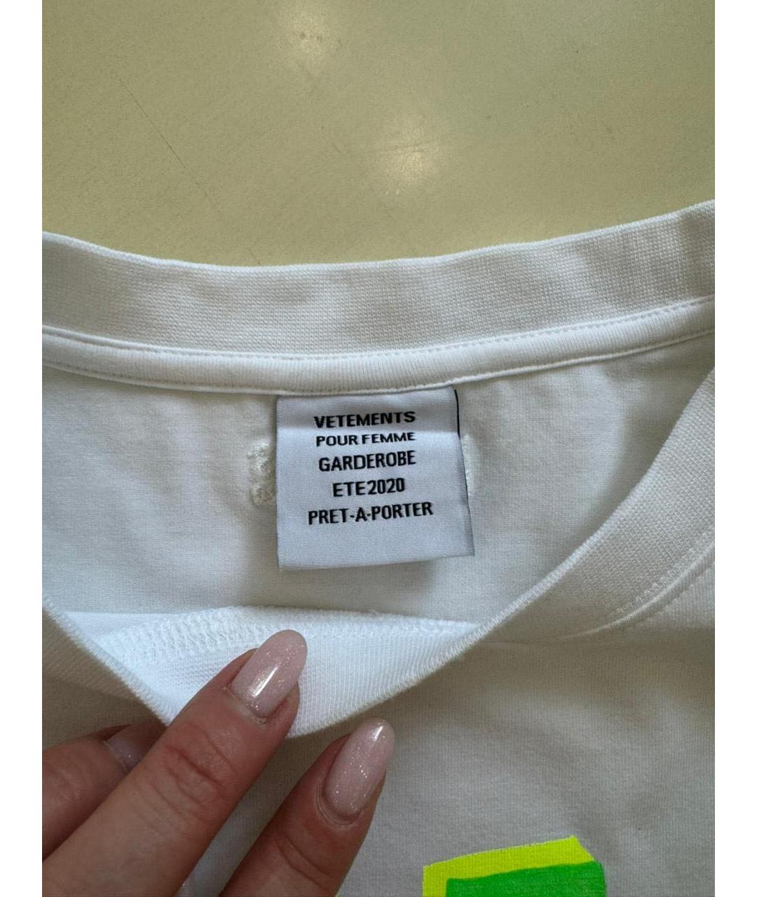 VETEMENTS Белая хлопковая футболка, фото 4
