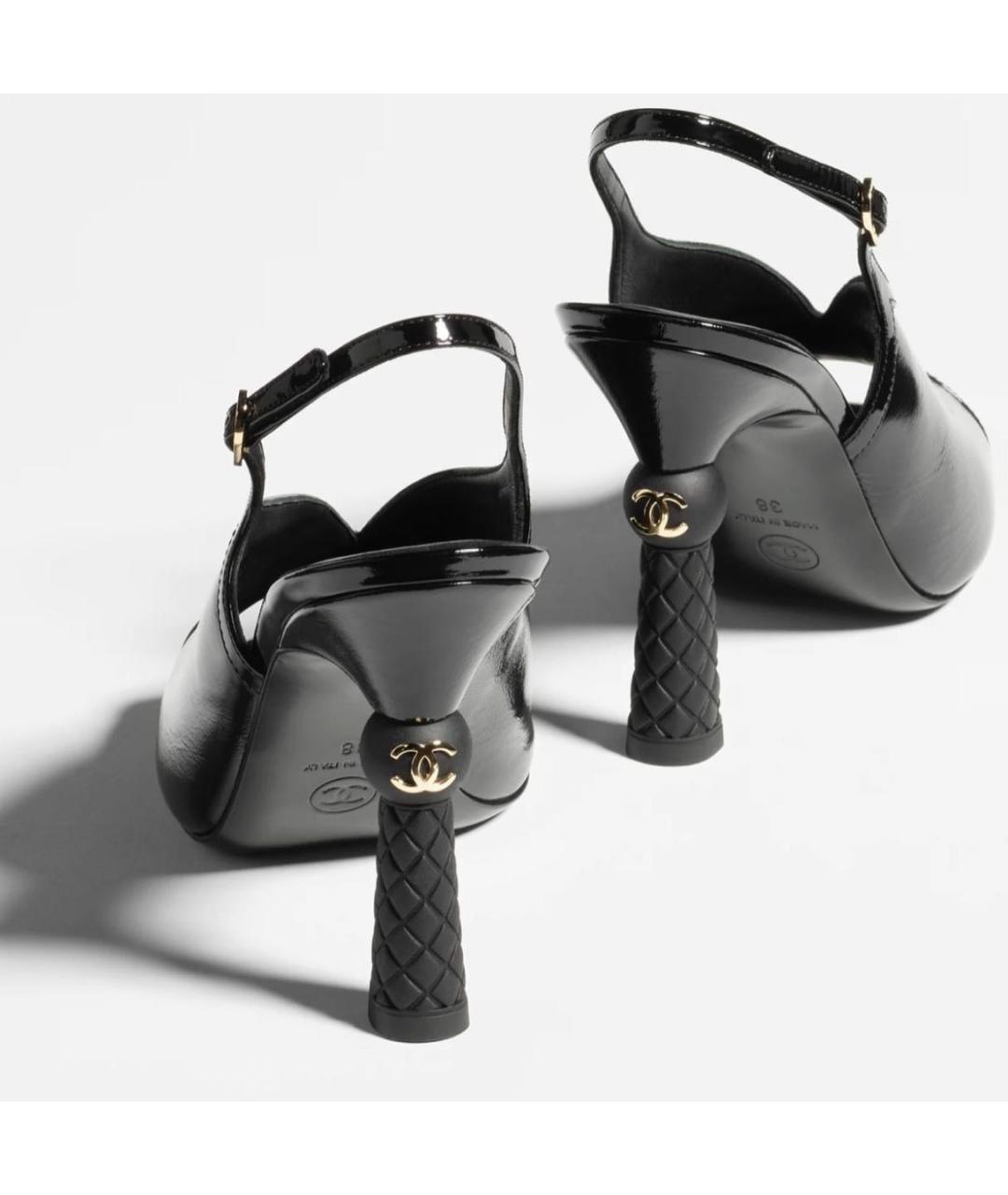 CHANEL Черные кожаные босоножки, фото 2