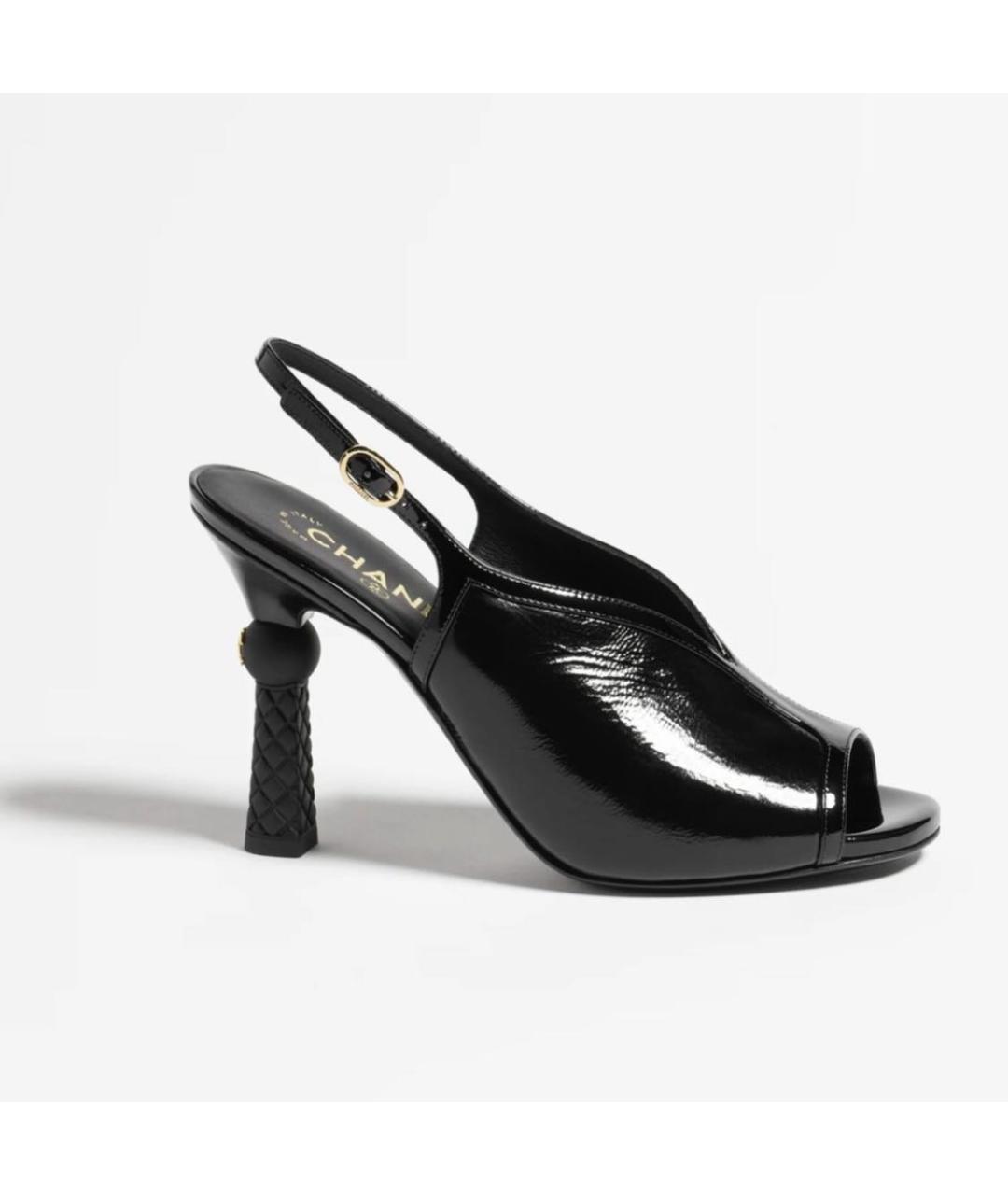 CHANEL Черные кожаные босоножки, фото 6