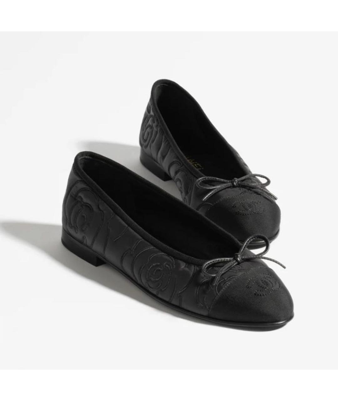 CHANEL Черные текстильные балетки, фото 4
