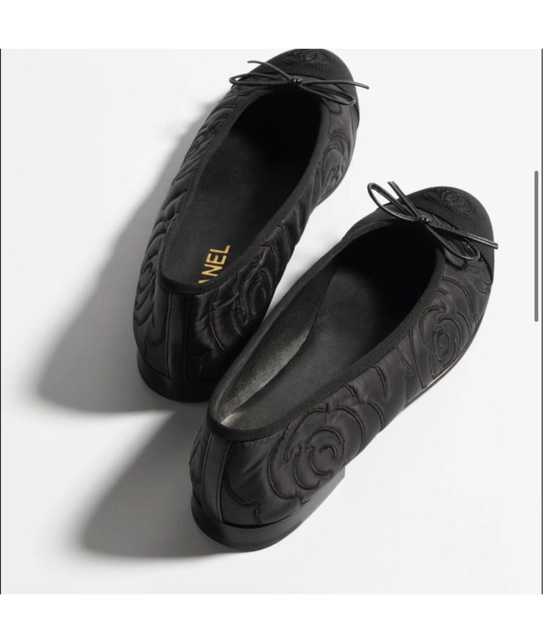 CHANEL Черные текстильные балетки, фото 5