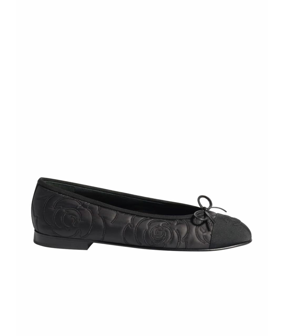CHANEL Черные текстильные балетки, фото 1