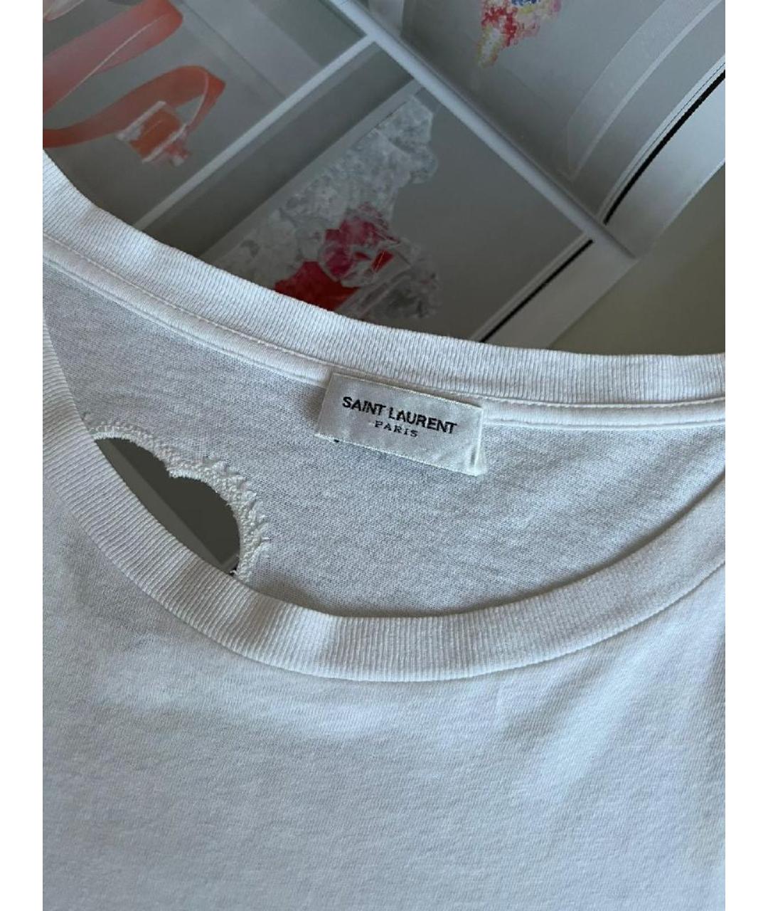SAINT LAURENT Белая хлопковая футболка, фото 7