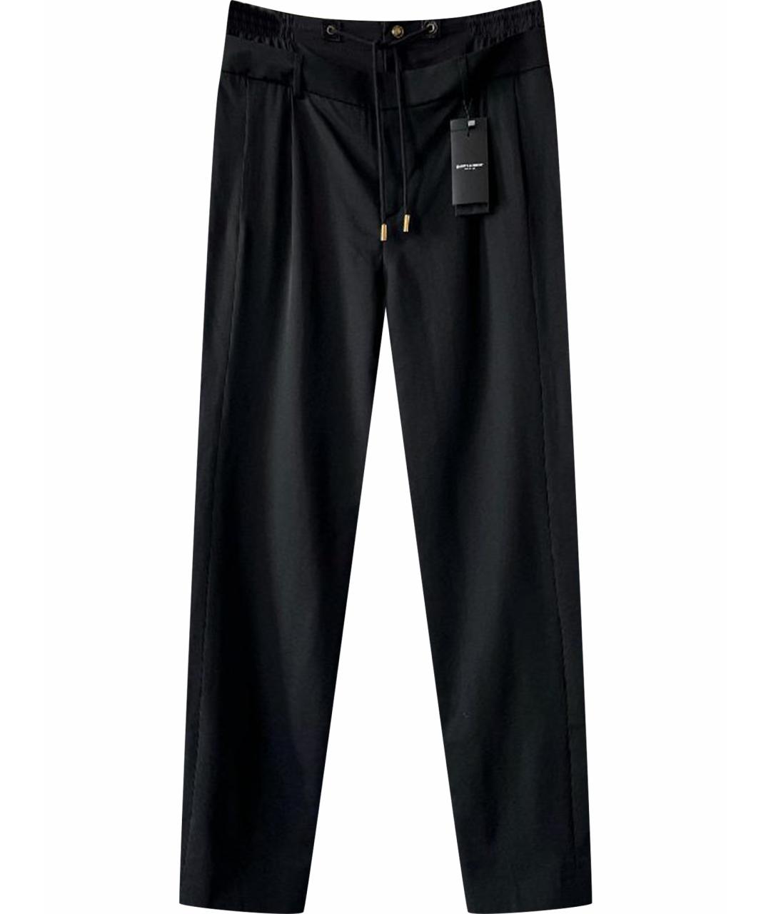 SAINT LAURENT Черные хлопковые прямые брюки, фото 1