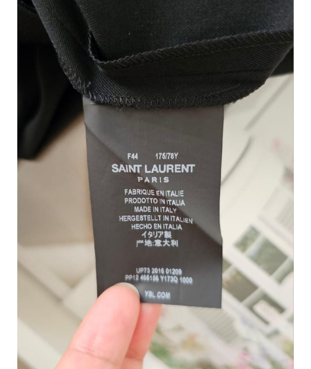 SAINT LAURENT Черные хлопковые прямые брюки, фото 7