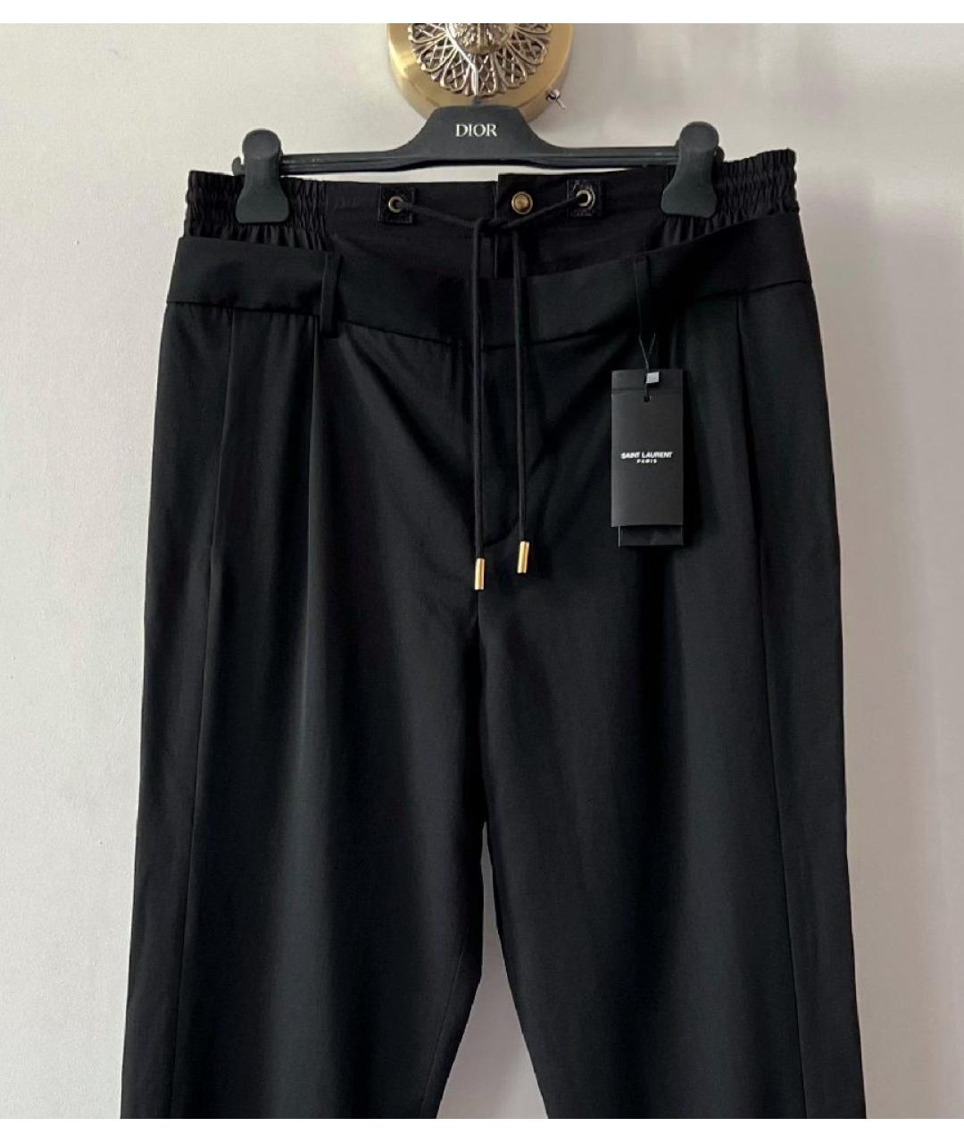 SAINT LAURENT Черные хлопковые прямые брюки, фото 3