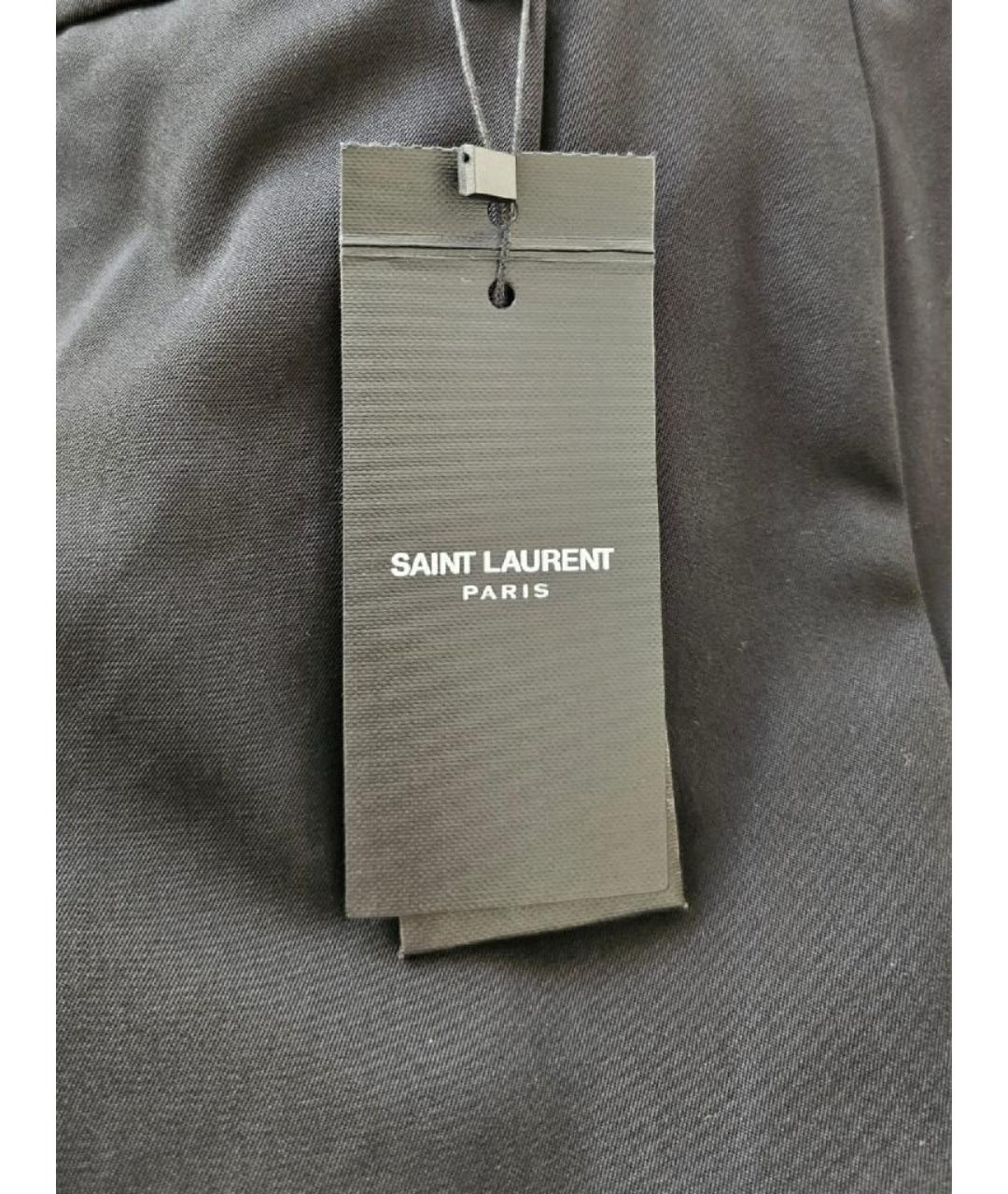 SAINT LAURENT Черные хлопковые прямые брюки, фото 8