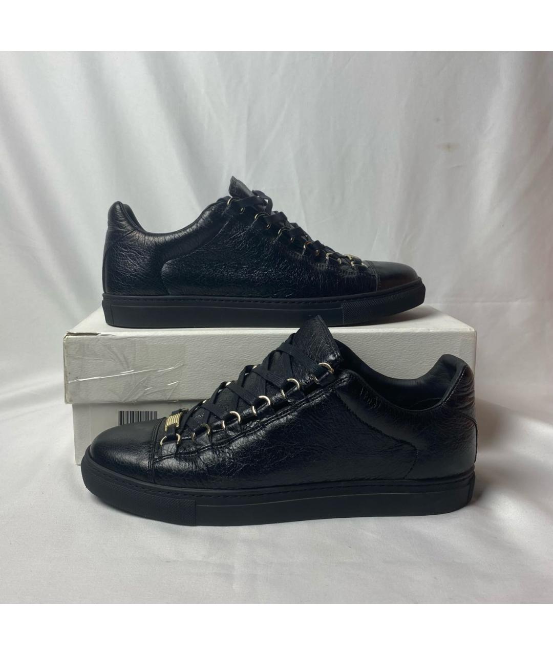 BALENCIAGA Черные кожаные низкие кроссовки / кеды, фото 2