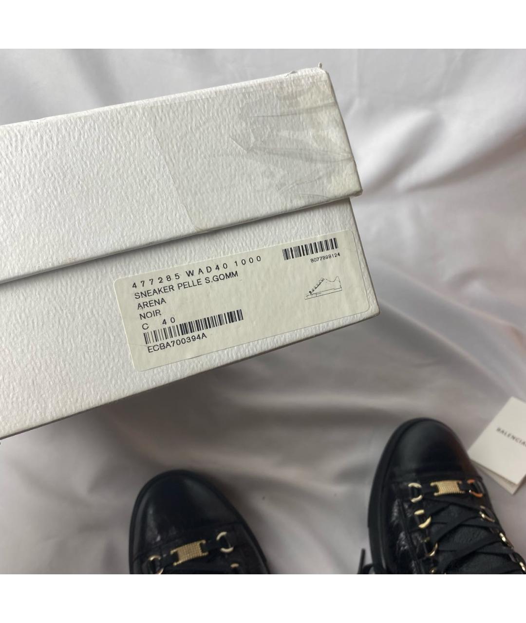 BALENCIAGA Черные кожаные низкие кроссовки / кеды, фото 6