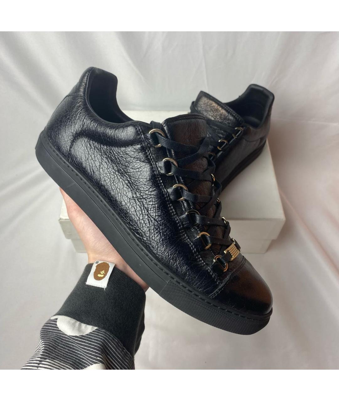 BALENCIAGA Черные кожаные низкие кроссовки / кеды, фото 7