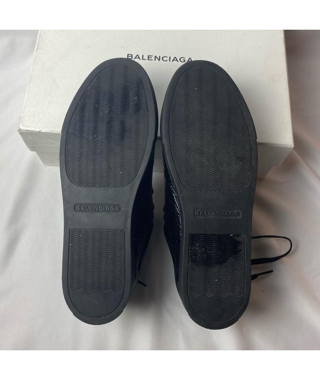 BALENCIAGA Черные кожаные низкие кроссовки / кеды, фото 3