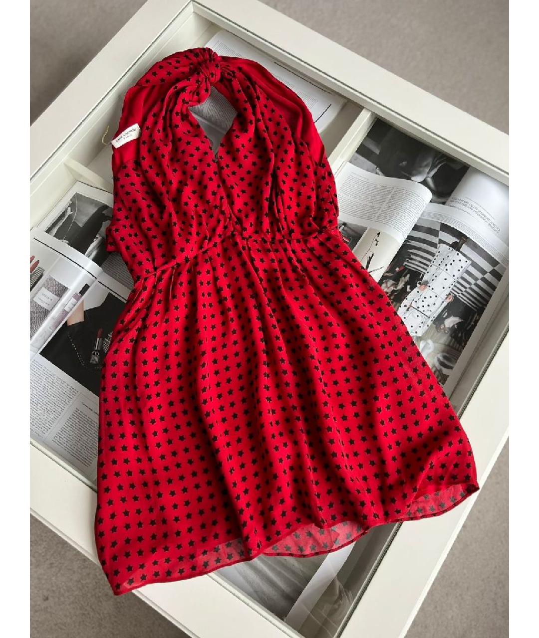 SAINT LAURENT Красное вискозное повседневное платье, фото 2