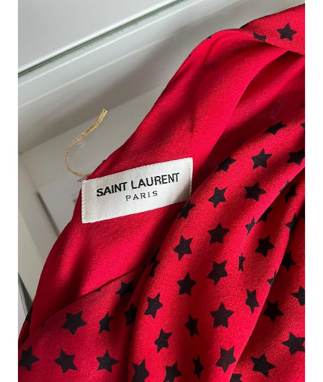 SAINT LAURENT Красное вискозное повседневное платье, фото 4