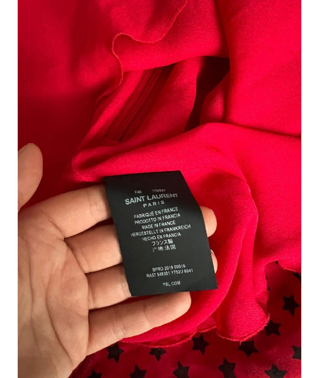 SAINT LAURENT Красное вискозное повседневное платье, фото 7