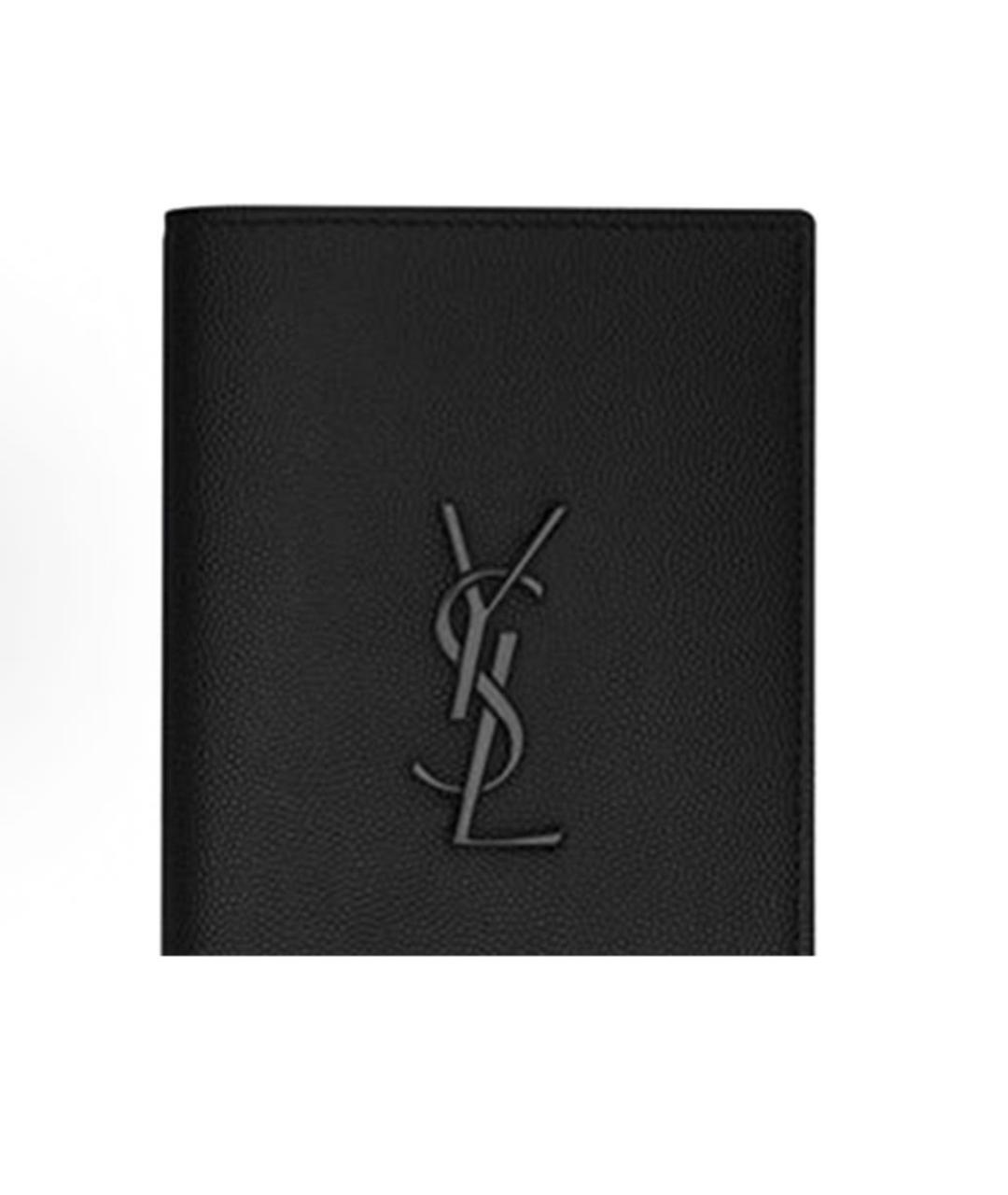 SAINT LAURENT Черный кожаный кошелек, фото 5
