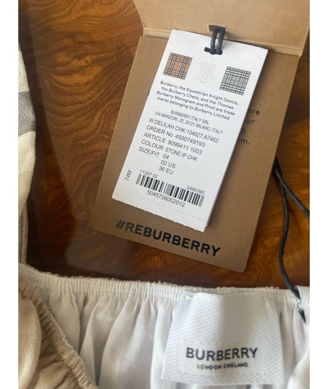 BURBERRY Бежевый хлопковый сарафан, фото 5