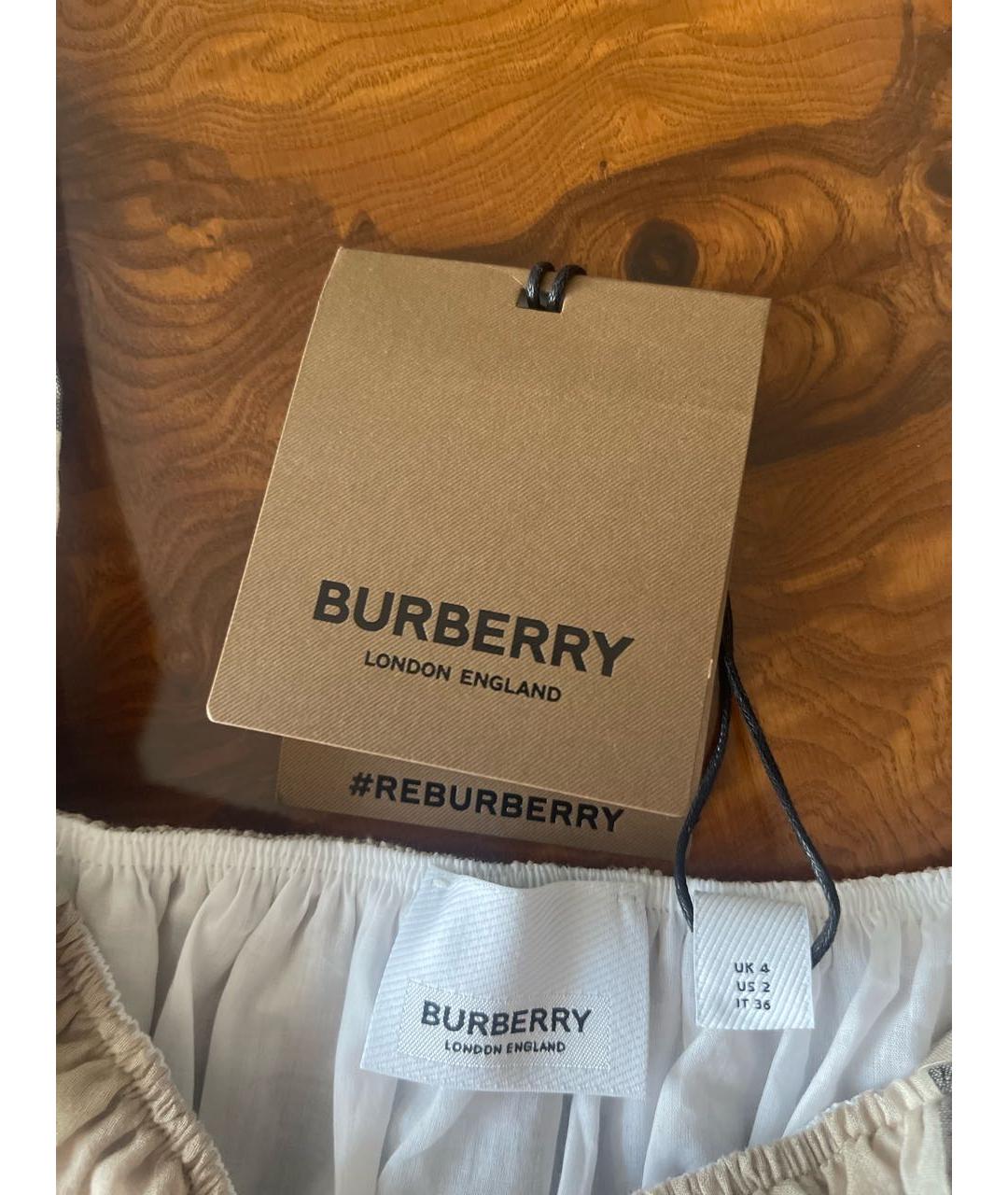 BURBERRY Бежевый хлопковый сарафан, фото 4