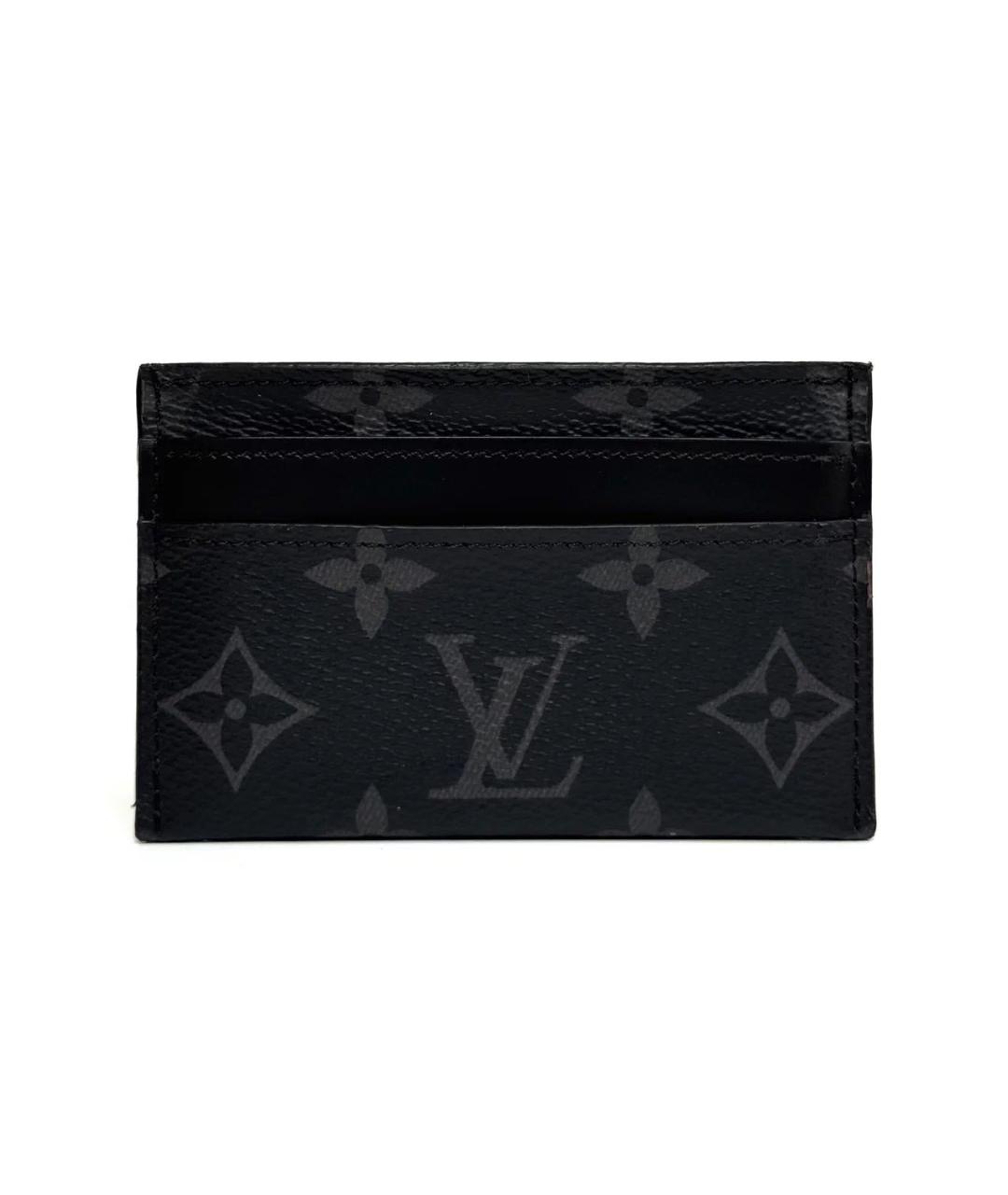 LOUIS VUITTON Черный кожаный кардхолдер, фото 1