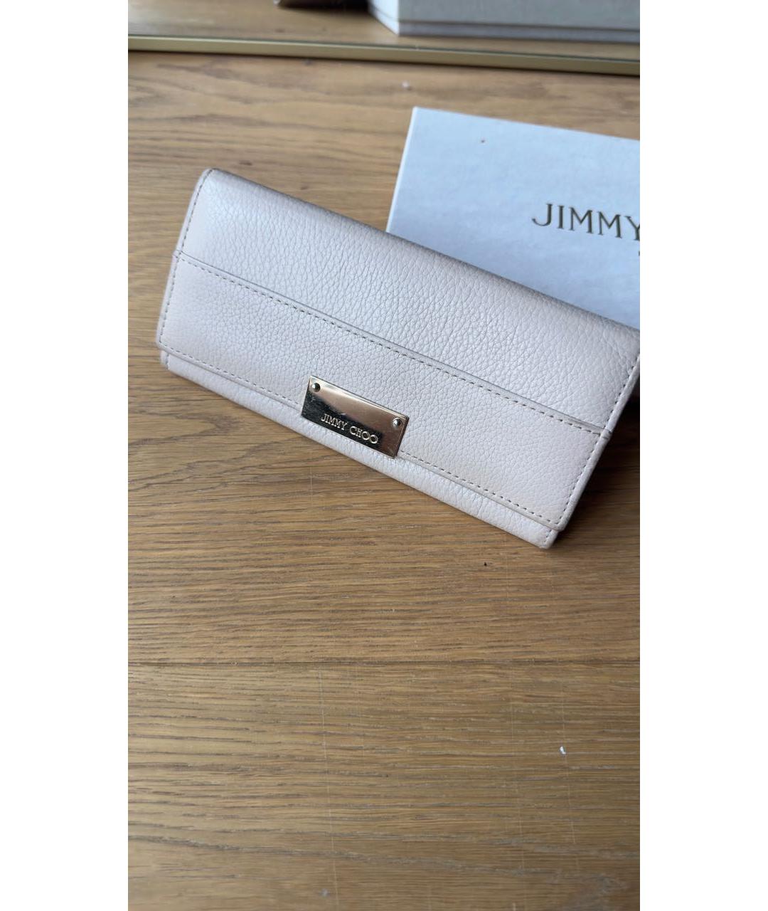 JIMMY CHOO Бежевый кожаный кошелек, фото 2