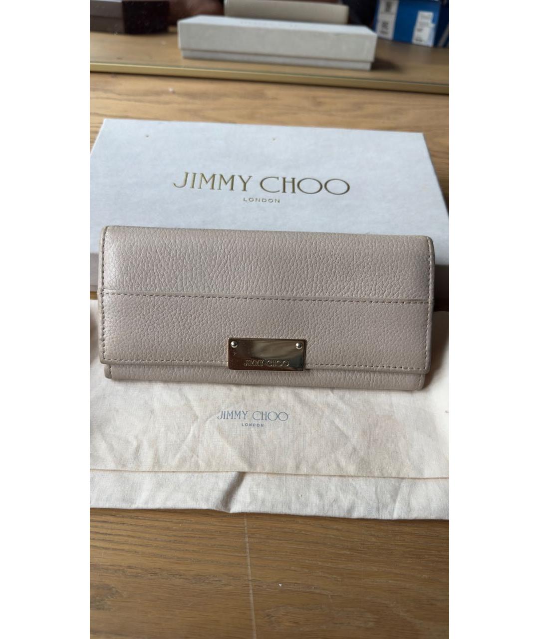 JIMMY CHOO Бежевый кожаный кошелек, фото 6